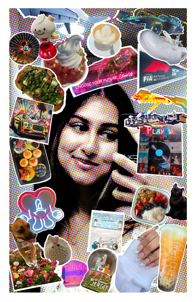 Collage of Riddhi Patel's photos, food, art, and design references
